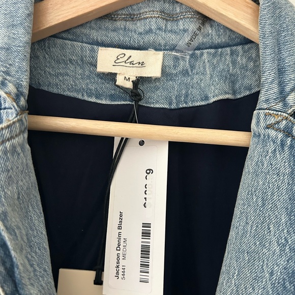 ⭐️ NEW Elan Medium Light Blue Puff Sleeve Light Jackson Denim Blazer - Picture 3 of 10